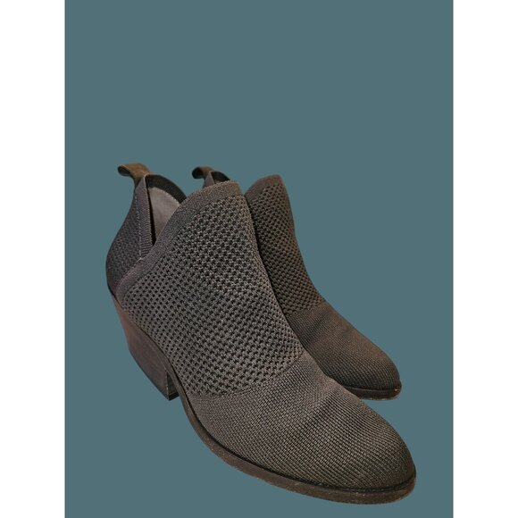 Eileen Fisher Shoes - Eileen Fisher Graphite Stretch Knit Stack Heel Bootie Women Size 8.5 Minimalist
